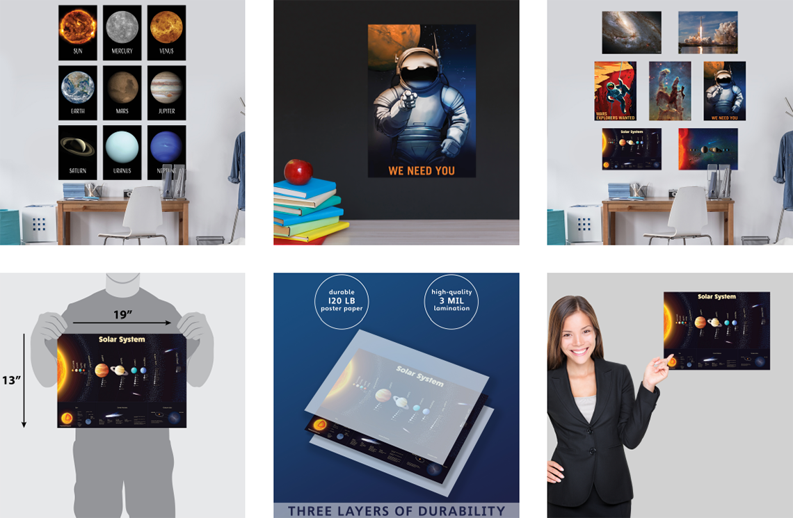 Laminated 16 Space Poster Set
